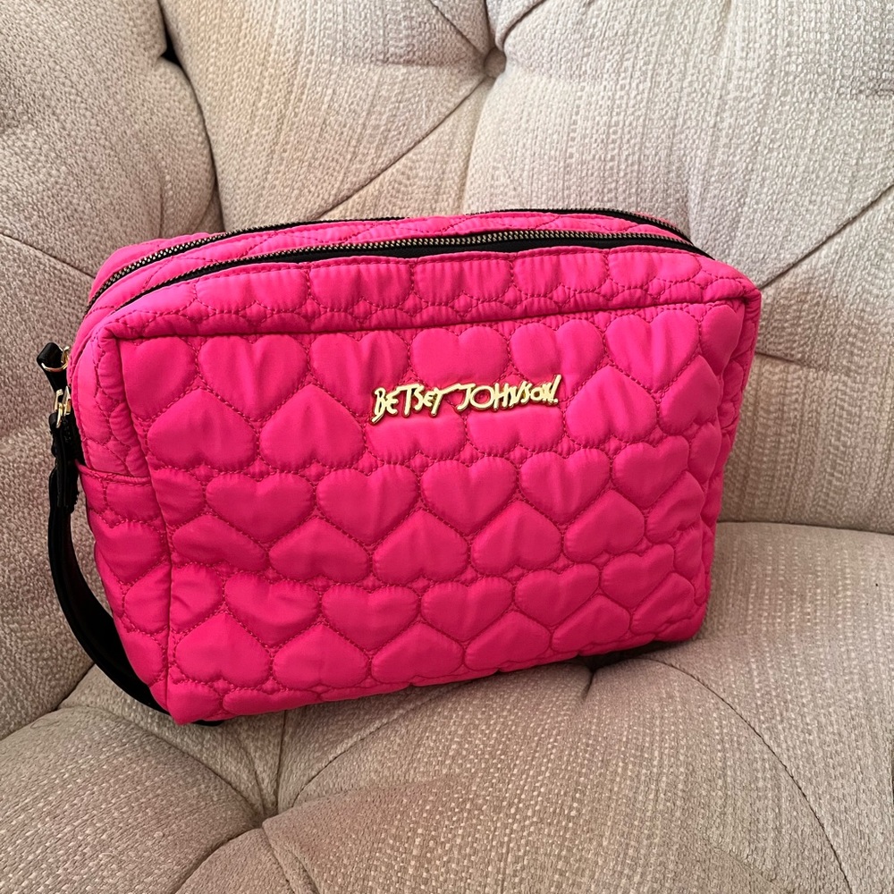 Betsey Johnson Large Cosmetic Bag Hot Pink